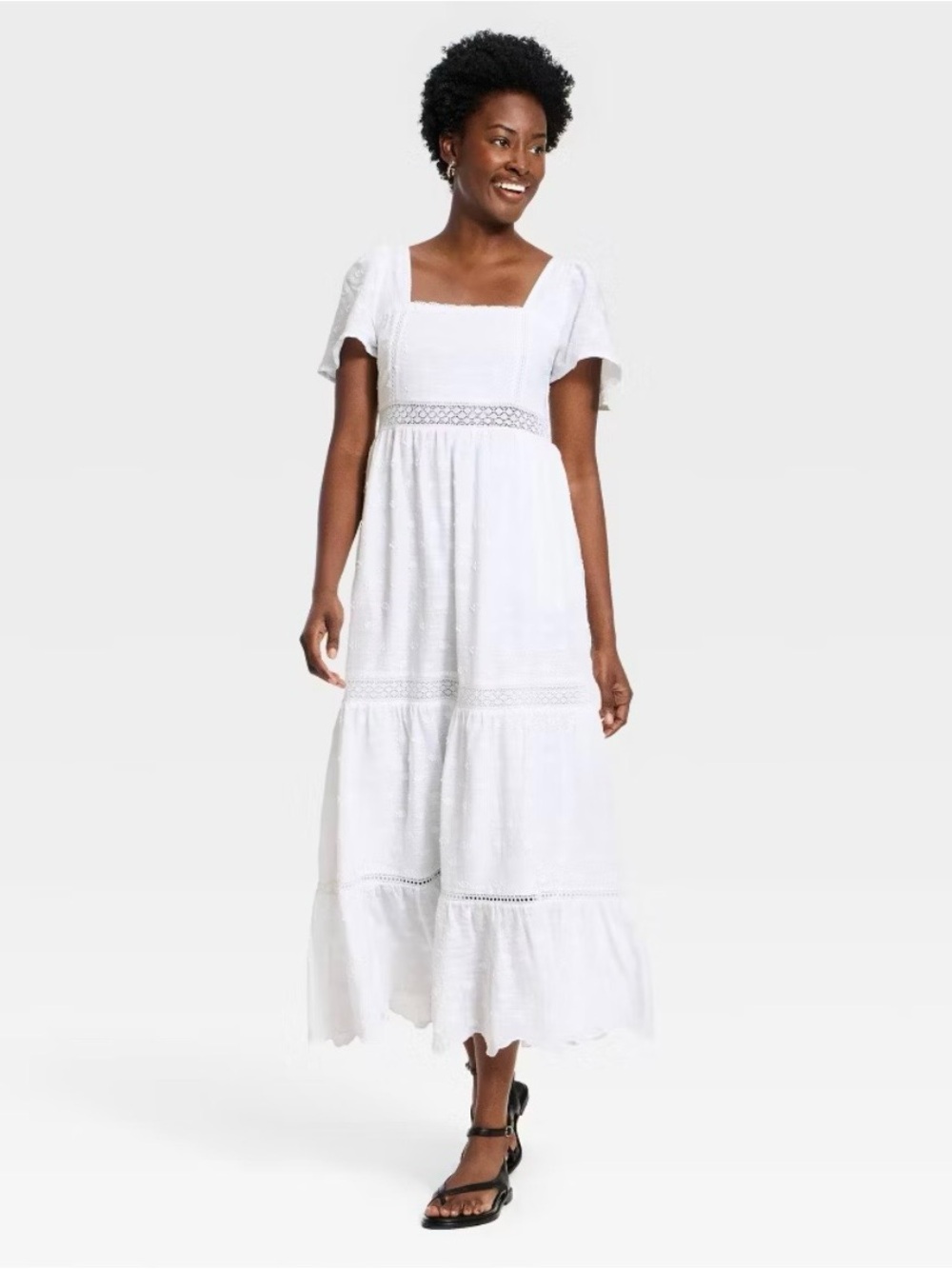 Universal Thread White Maxi Dress with Square Neckline